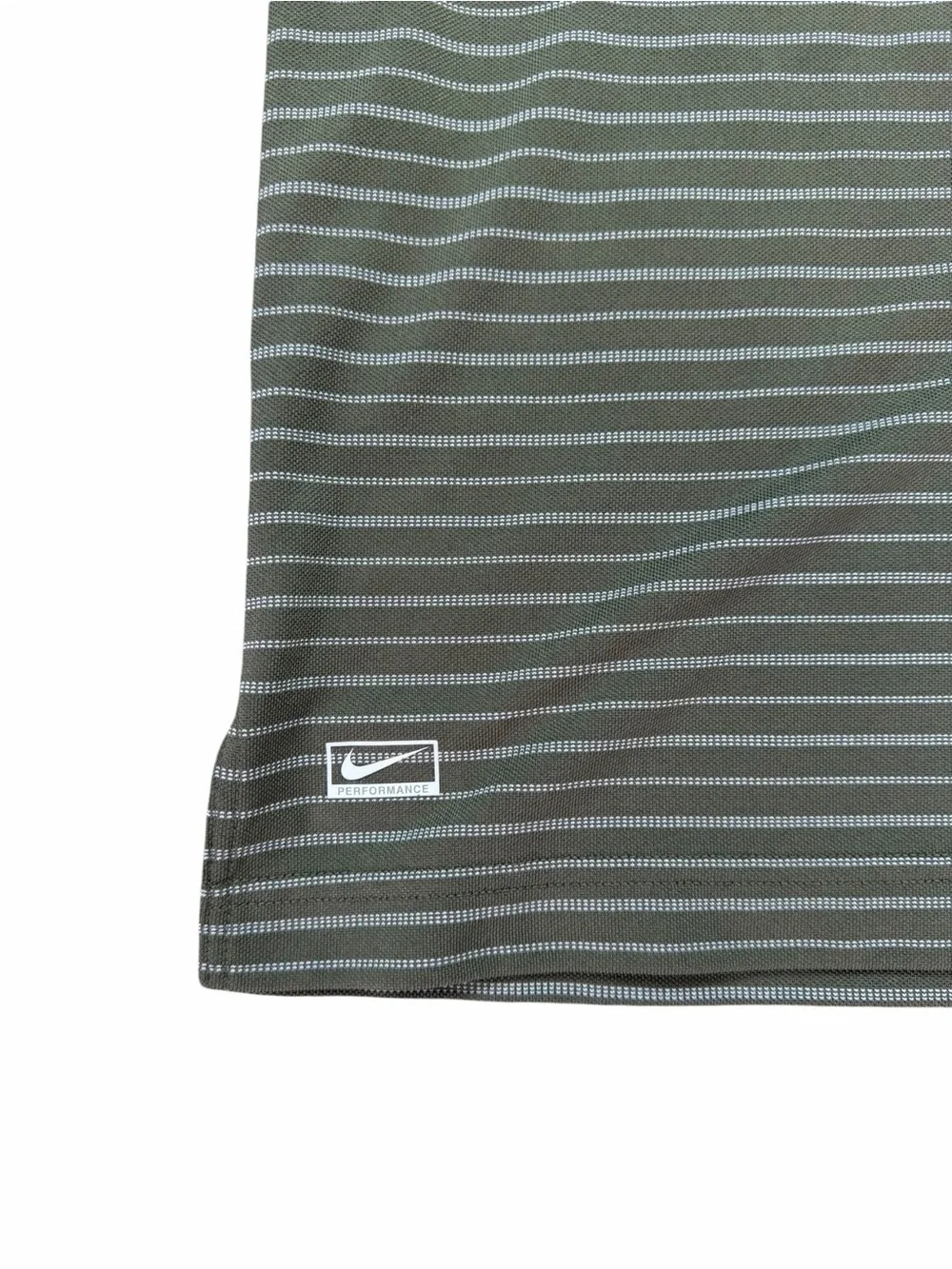 Nike Performance Men's L Green White Striped Short Sleeve Button Golf Polo